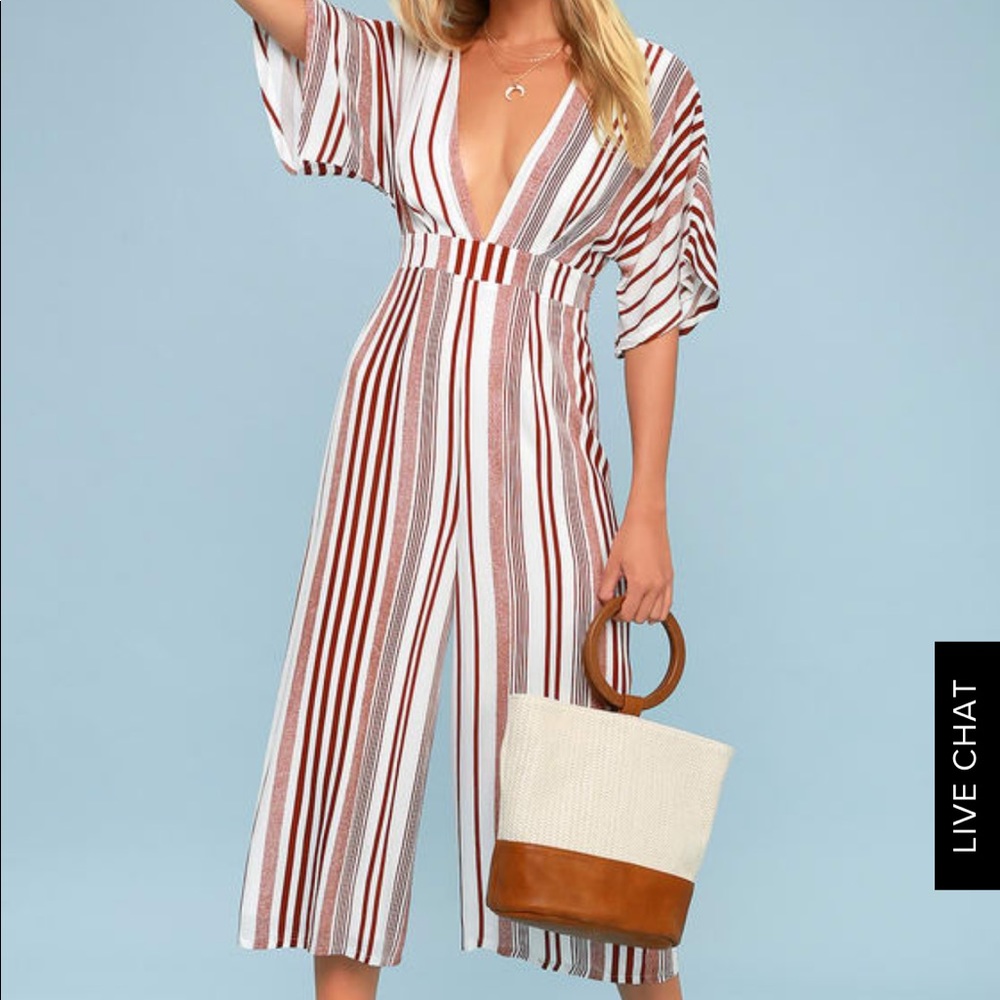Lulu’s Red Striped Jumpsuit
